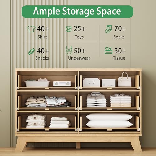 Fluted Dresser for Bedroom with 6 Drawers