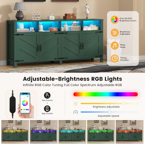 Buffet Sideboard with Storage with Power Outlets & LED Light