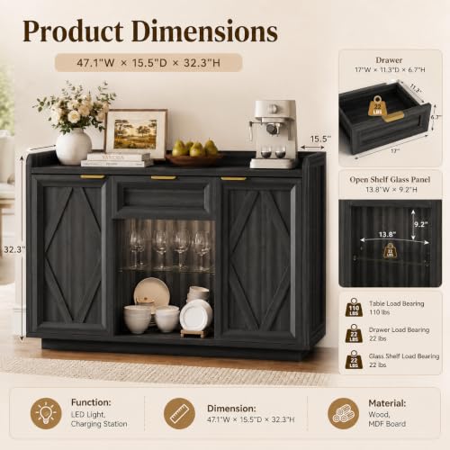 47" Buffet Cabinet Sideboard