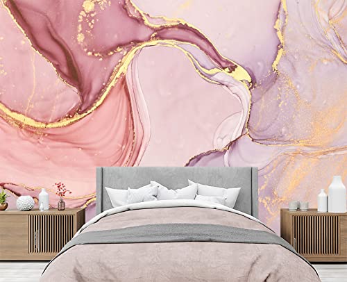 Gilding Marble Pink wall Mural Wallpaper for Bedroom 103" x 69" (49.35 Sq Ft)