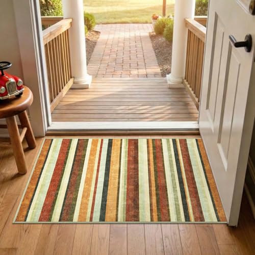 2x3 Striped Rug for Entryway Washable Kitchen Rug (6 Sq Ft)