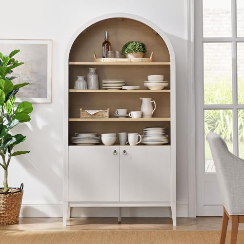 Nolan Tall Arched Storage Display Cabinet in Ivory