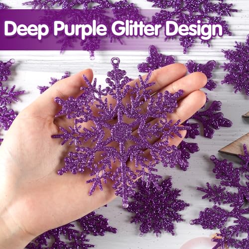 36pcs Christmas Deep Purple Snowflake Ornaments (36 Count)