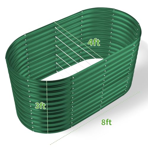8x4x3ft Oval Galvanized Raised Garden Beds