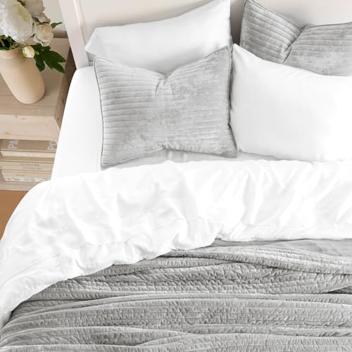 Stripe Channel Luxury Velvet Quilt Set King Size