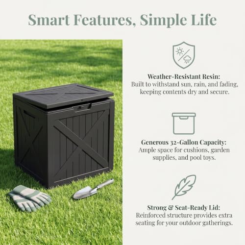 32 Gallon Waterproof Resin Storage Deck Box