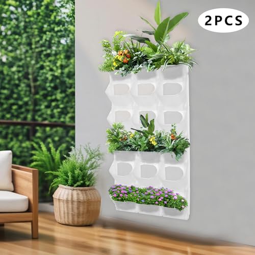 12Pieces 3 Pot Wall Planter Vertical Garden Plant Walls Wall Mounted Vertical Planter with Water