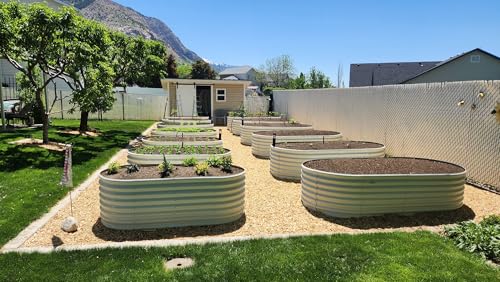 Anleolife 2 Bed 6x3x2ft Oval Galvanized Raised Garden Beds (2 Count)