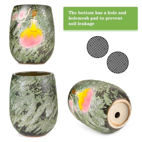 10.6 Inch Hand Painted Ceramic Succulent Plant Pot