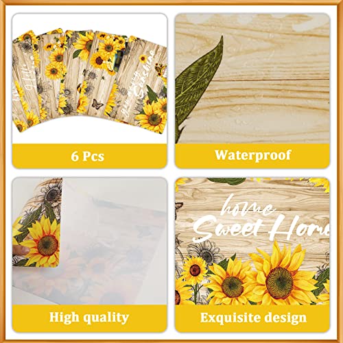 Sunflower Plastic Placemats Set of 6 Summer Table mats 17×13×0.04in (6 Count)