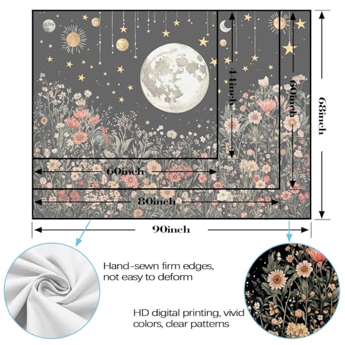 Enchanted Floral Night Sky Tapestry