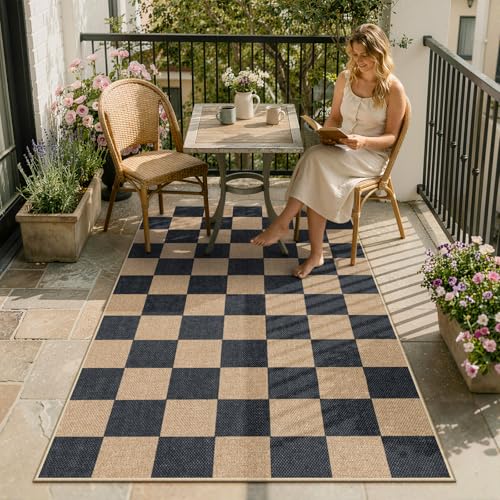 Checkered Easy Jute 3x5 Outdoor Patio Rug