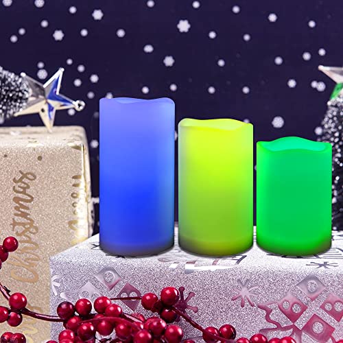 Color Changing Outdoor Battery Operated Flameless Candles with Remote 3 PCS