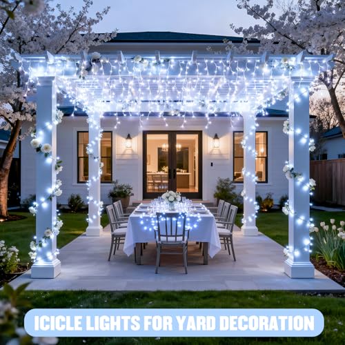 38.8ft 400 LED White Icicle Lights for Outside (38.8 Foot)