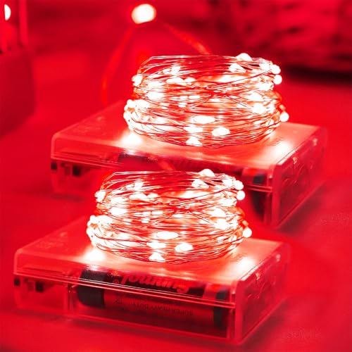 Halloween Christmas Red Fairy String Lights Battery Operated (33 Foot)