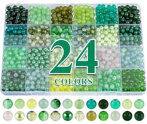 About 1200PCS 6mm Glass Beads Bracelet Making Kit (1200 Count)