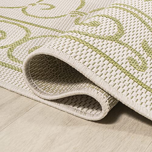 Vintage Filigree Indoor Outdoor Runner Rug 2X8 Cream