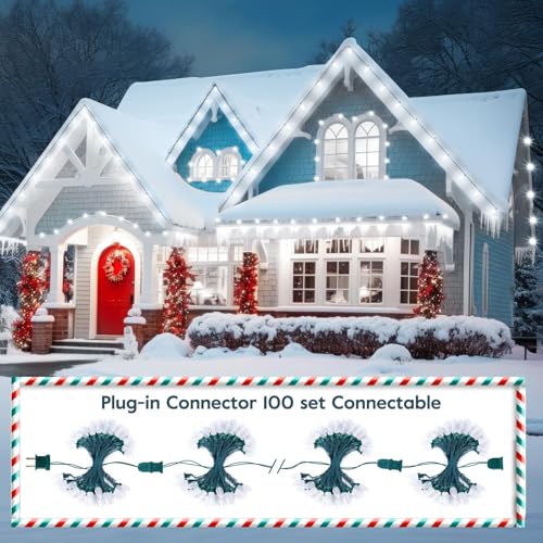 2 Pack White C9 LED Christmas Lights Outdoor (50 Count)