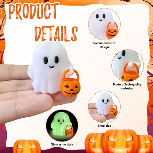 Halloween Decor Fluorescence Ghost Figurines Carrying Pumpkins