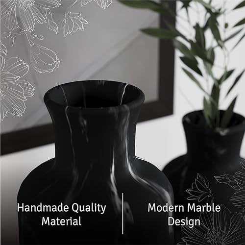 Black Marble Look 3pc Vase Set (3 Count)