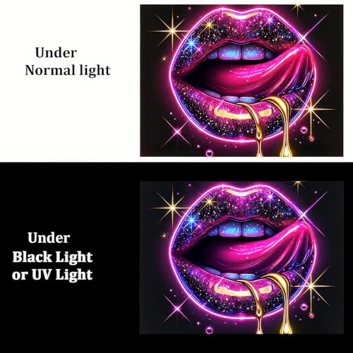 Blacklight Tapestry Lips Wallpaper Room Decor 78 x 59 Inch