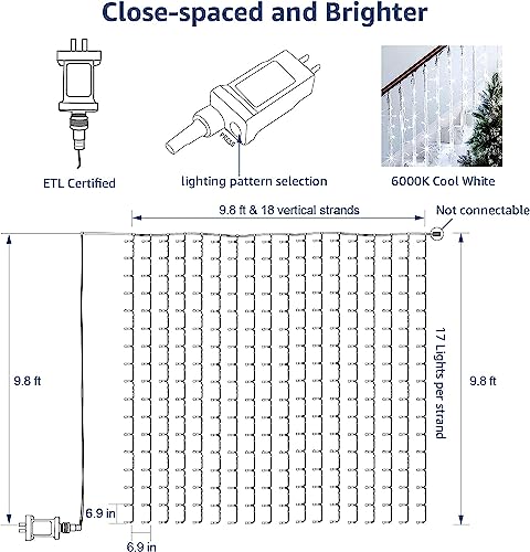 Lighting Ever 306 LED Curtain Lights Cool White (306 Count)