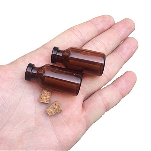 5ml Amber Glass Vials with Cork Empty Brown Tiny Glass Jars Mini Glass Bottles Vials Jars Containers 50units (50 Count)