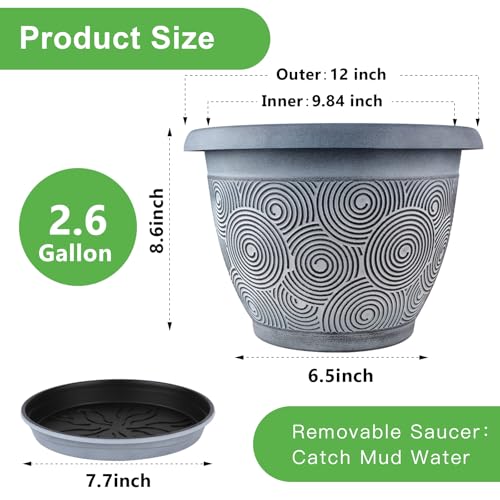12 Inch Large Planter Pot for Plants Indoor Outdoor
