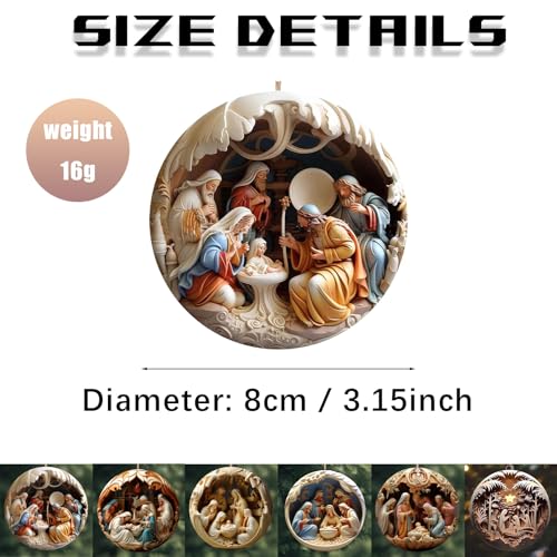 6 Pack Nativity Scene Ornaments (6 Count)