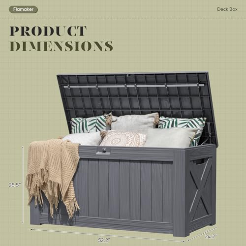 Resin Deck Box 120 Gallon Waterproof Large Outdoor Storage Box