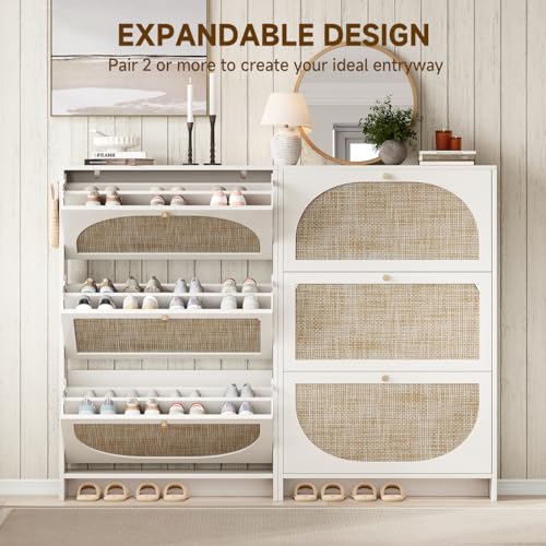 Shoe Cabinet Storage for Entryway Slim 9.5" Freestanding Floor Base Shoe Storage Cabinet
