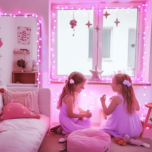 33 ft 100 LED Globe Pink Christmas String Lights Indoor