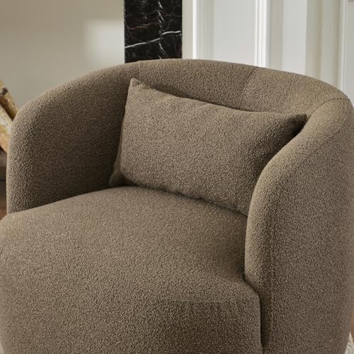 34" W Boucle Swivel Barrel Chairs with Pillow Set of 2