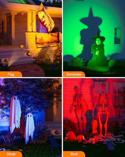 6 Pack Color Changing Solar Power Spot Lights for Halloween Decorations LED (6 Count)