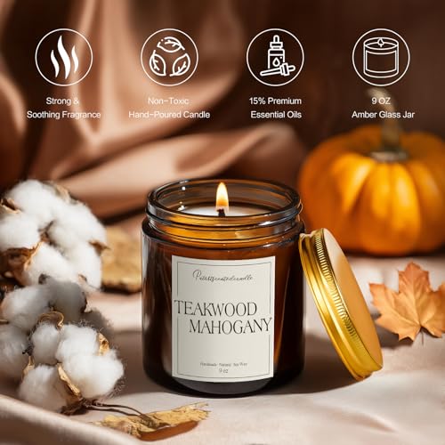 Mahogany Teakwood Scented Candle for Home (14 Ounce)