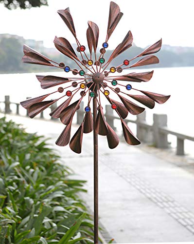 Large 79In Copper Kinetic Wind Spinner Multi