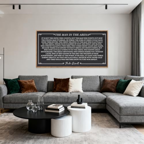 The Man In The Arena Framed Canvas Wall Art 40x20 Inch