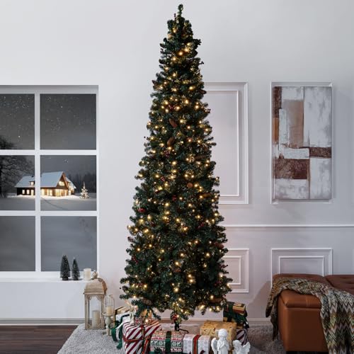 9ft Pencil Christmas Tree with Lights