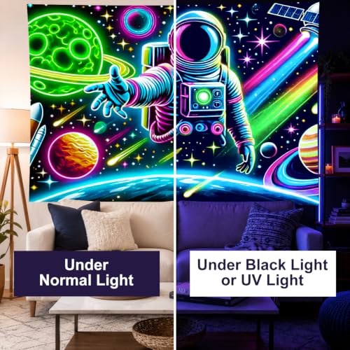 Blacklight Tapestry Galaxy Astronaut Neon Decor