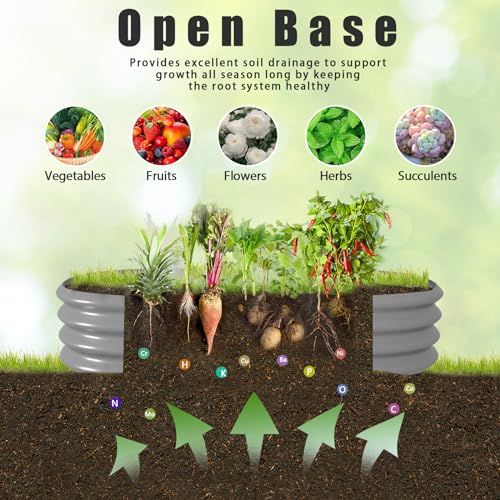 6 Pack 8x3x1FT Galvanized Raised Garden Bed Kit Oval Metal Ground Planter Box Outdoor Bottomless Planter Raised Beds for Vegetables Flowers Herbs Fruits