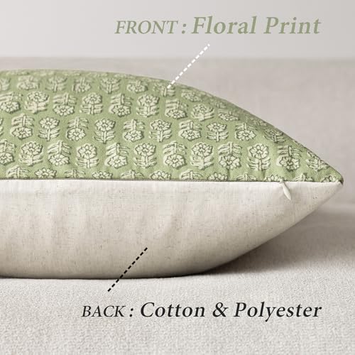 Decorative Floral Print Throw Pillow Covers 22×22 Lime Green (2 Count)