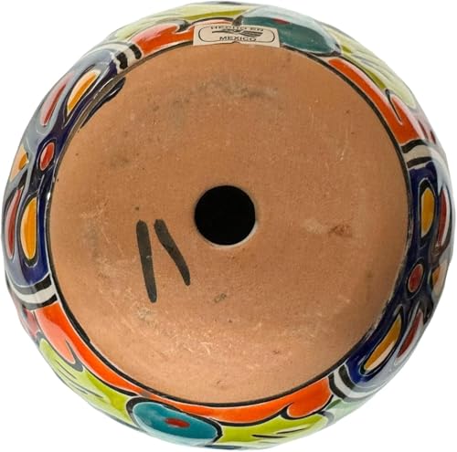Talavera Michoacana Planter Pot Multicolor Folk Art Mexican Pottery Hand Painted Outdoor Indoor Home Decor Handmade 8"