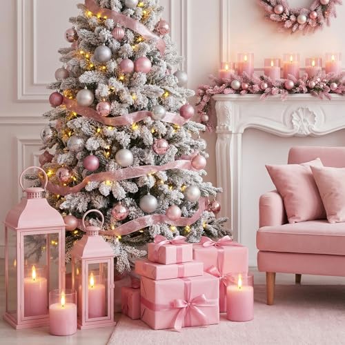 Pink Glass Flameless Candles (3 Count)