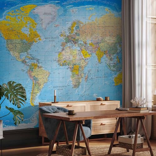 Wall Mural World Map 154x110 in (118.18 Sq Ft)