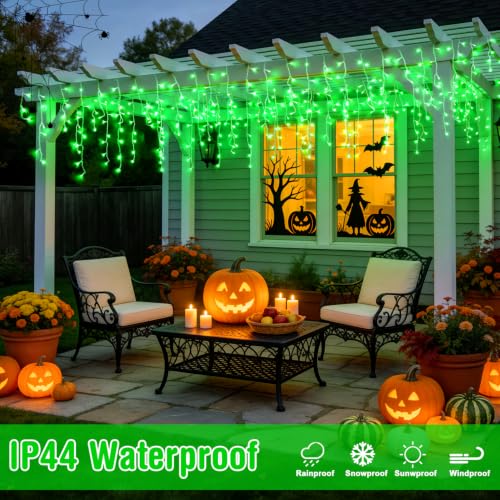 Green Icicle Halloween Lights Outdoor (38.8 Foot)