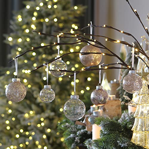 16 Pack Clear Christmas Ball Ornaments with Fillers (16 Count)