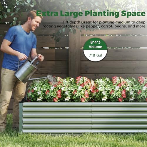 8x4x3ft Outdoor Metal Raised Garden Bed (2 Count)