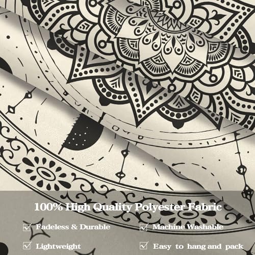 Mandala Moon Tapestry Boho Tapestry for Bedroom Black and White Tapestries Wall Hanging Living Room Wall Art and Home Decor 44x60