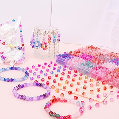 About 1200+ pcs 6mm Glass Beads Red Bracelet Making Kit (1200 Count)