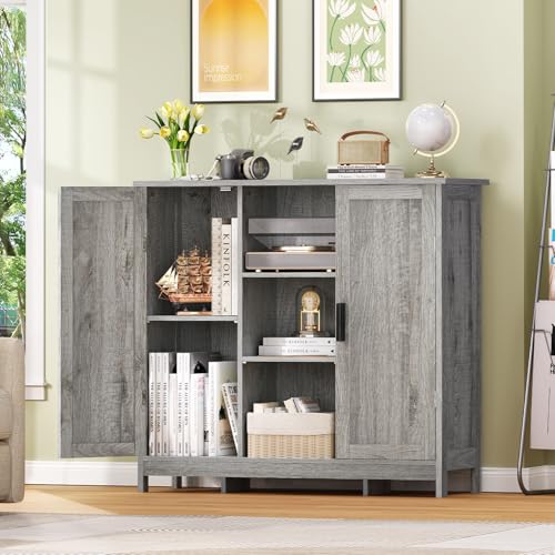 Storage Cabinet with 2 Doors and 4 Adjustable Shelves
